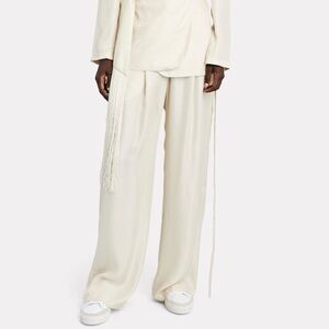 NWT Ronny Kobo Jordan Pleated Wide Leg Pants in Ecru | XS